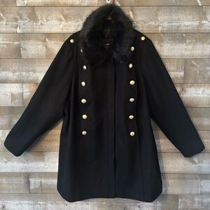 Lane Bryant Wool Black Pea Coat with Gold Buttons